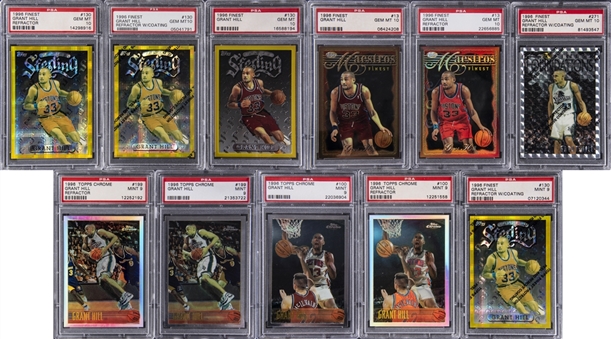 1996 Topps Chrome & Topps Finest Grant Hill Card Collection (11 Different Cards) - All Graded PSA 9 Or Higher!